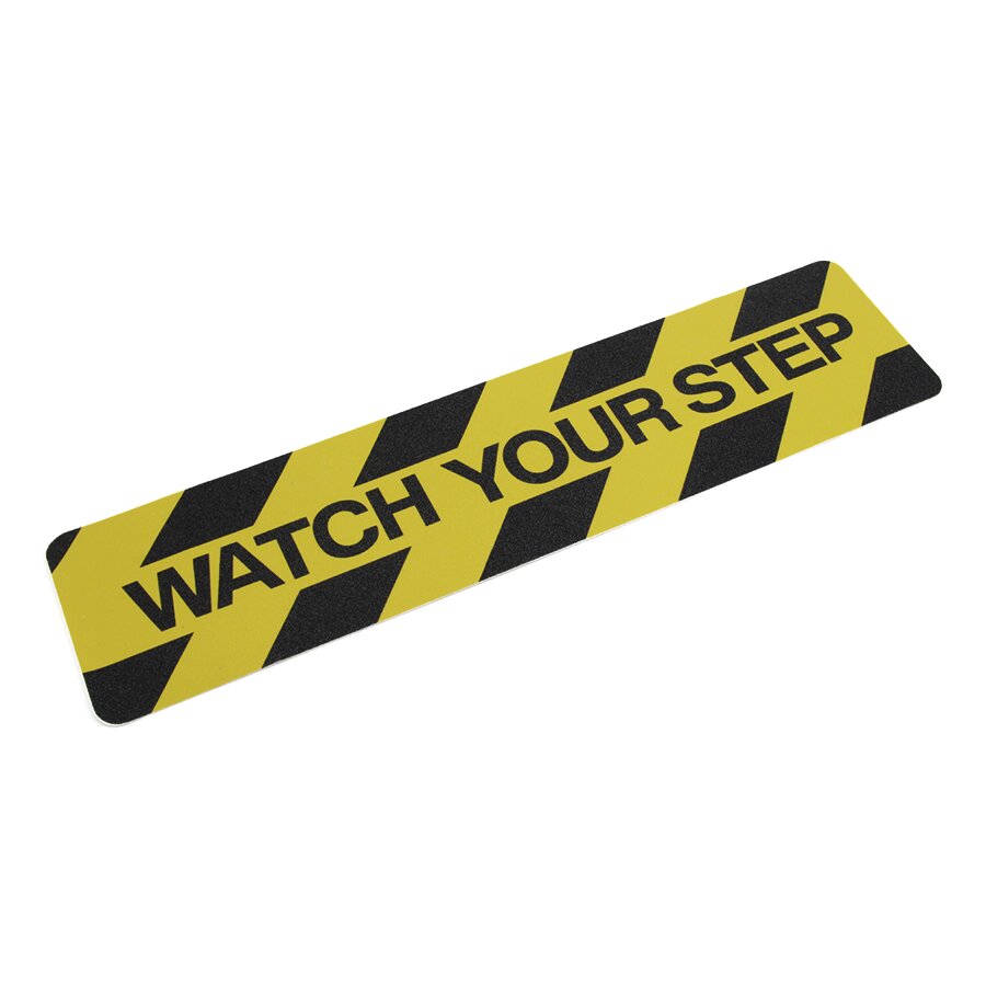 Antirutsch-Warnmarkierung, PVC selbstklebend, gelb/schwarz - Watch Your Step