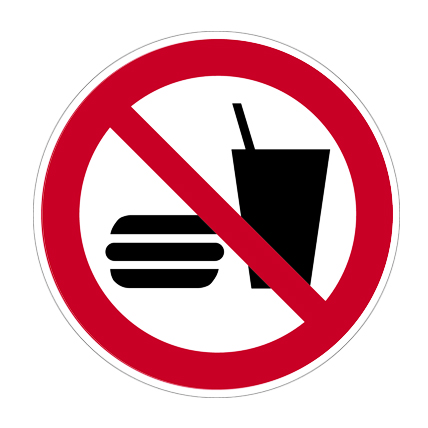 Verbotszeichen, Essen und Trinken verboten ISO 7010