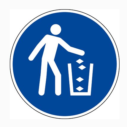 Gebotszeichen, Abfallbehälter benutzen ISO 7010