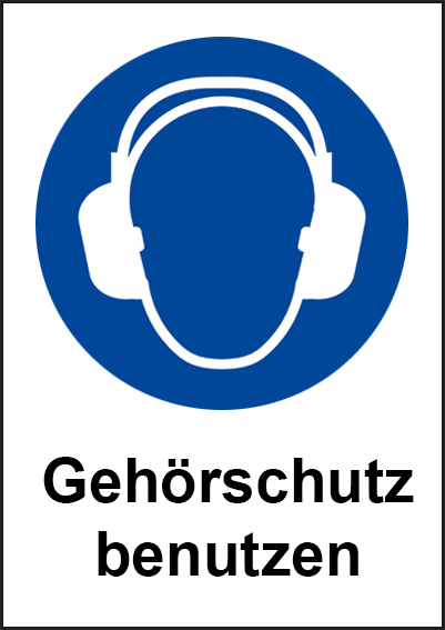Kombischild, Gehörschutz benutzen ISO 7010