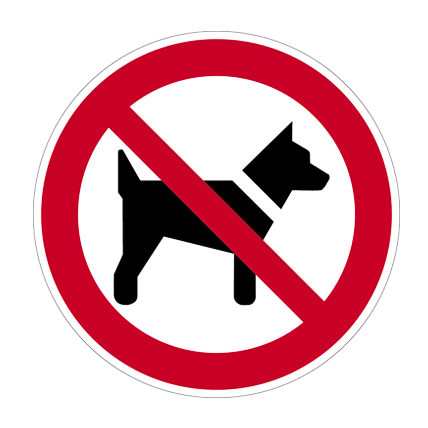 Verbotszeichen, Mitführen von Hunden (Tieren) verboten ISO 7010